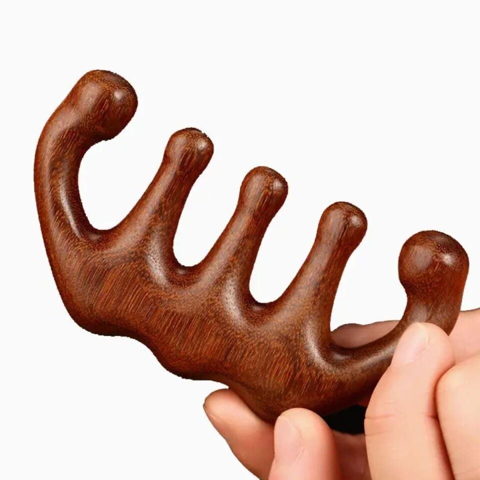 Ahşap Sandal Ağacı Gugu Masaj Yüz Masaj Gua Sha Saç Tarağı Model 11