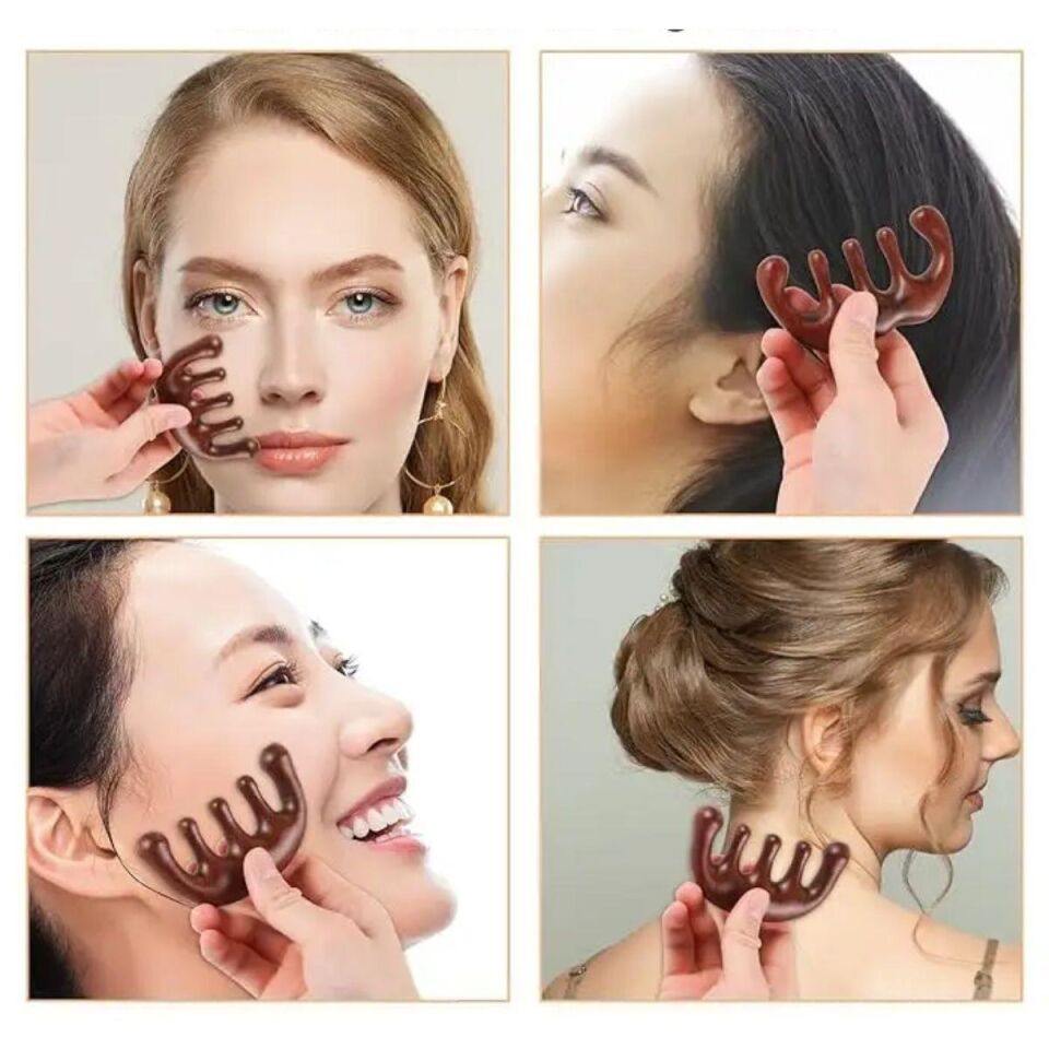 Ahşap Sandal Ağacı Gugu Masaj Yüz Masaj Gua Sha Saç Tarağı Model 11