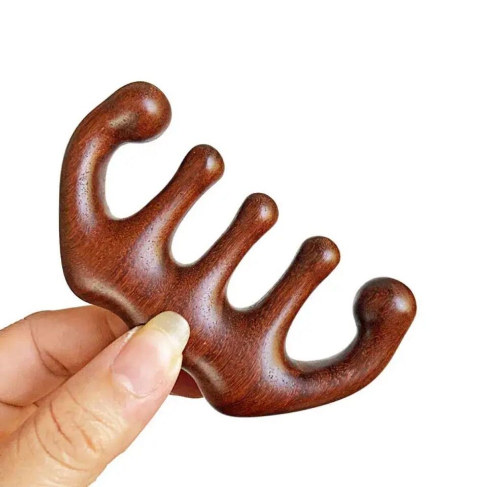 Ahşap Sandal Ağacı Gugu Masaj Yüz Masaj Gua Sha Saç Tarağı Model 11