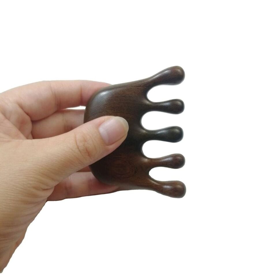 Ahşap Sandal Ağacı Gugu Masaj Yüz Masaj Gua Sha Saç Tarağı Model 12