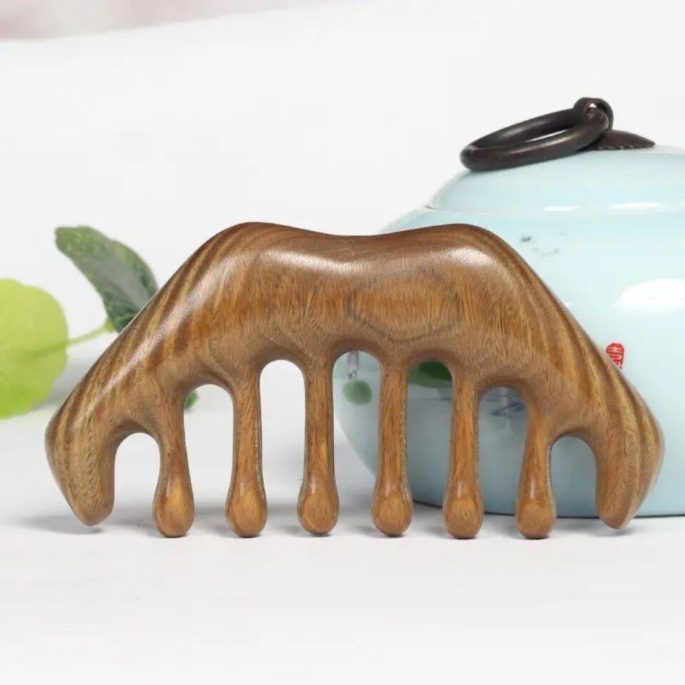 Ahşap Sandal Ağacı Gugu Masaj Yüz Masaj Gua Sha Saç Tarağı Model 13