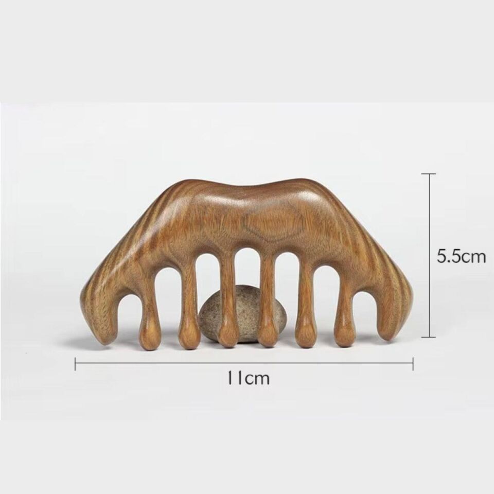 Ahşap Sandal Ağacı Gugu Masaj Yüz Masaj Gua Sha Saç Tarağı Model 13