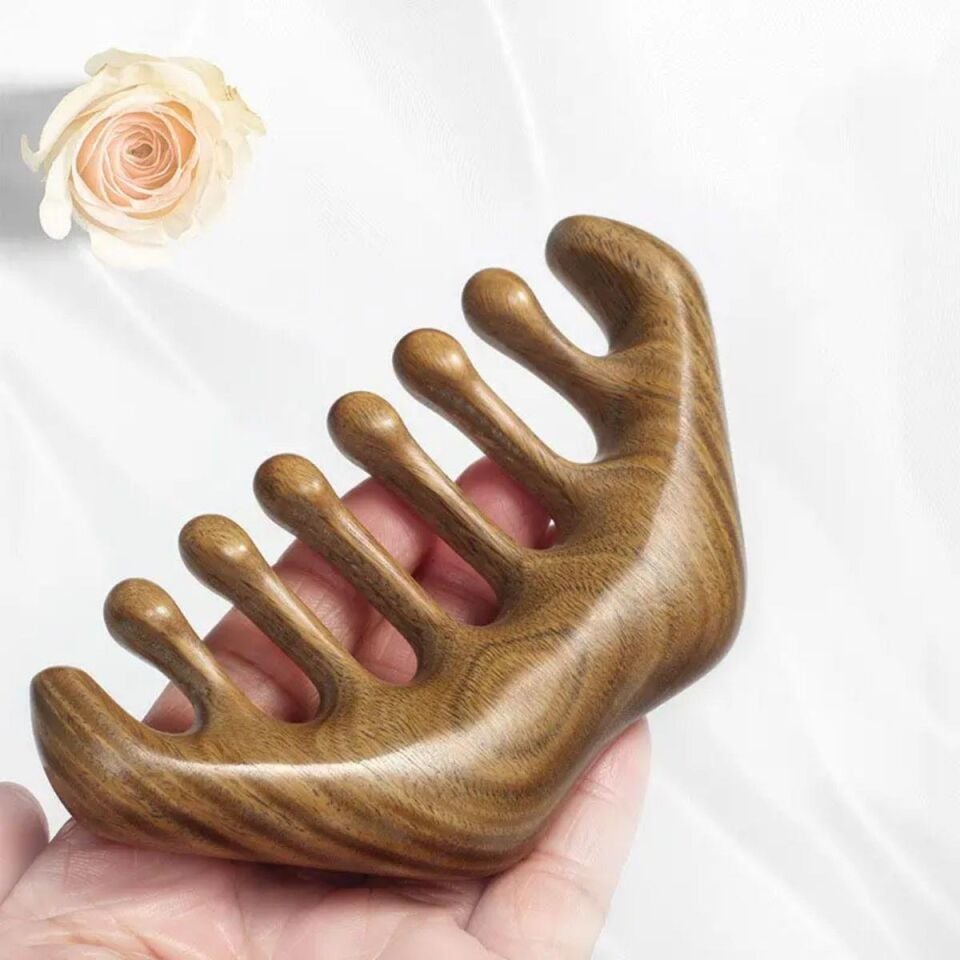 Ahşap Sandal Ağacı Gugu Masaj Yüz Masaj Gua Sha Saç Tarağı Model 13