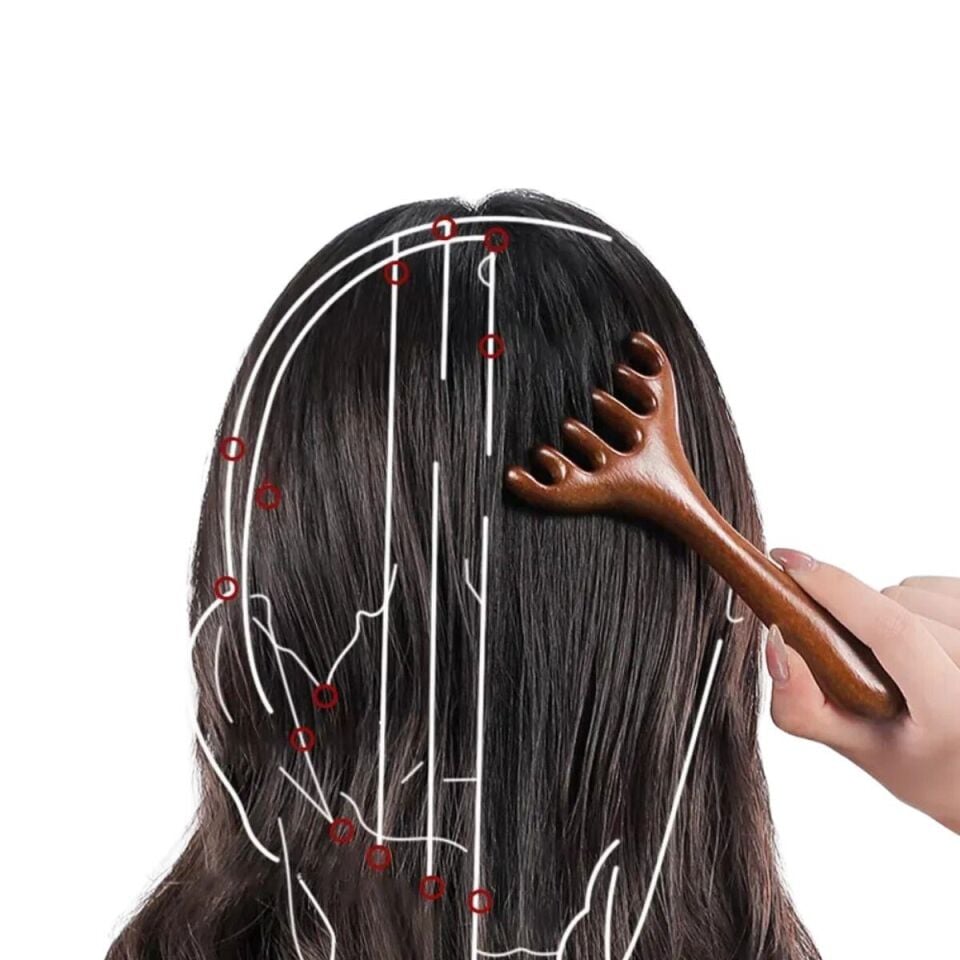 Ahşap Sandal Ağacı Gugu Masaj Yüz Masaj Gua Sha Saç Tarağı Model 14