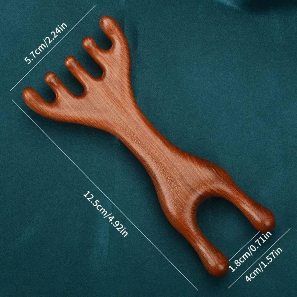 Ahşap Sandal Ağacı Gugu Masaj Yüz Masaj Gua Sha Saç Tarağı Model 15