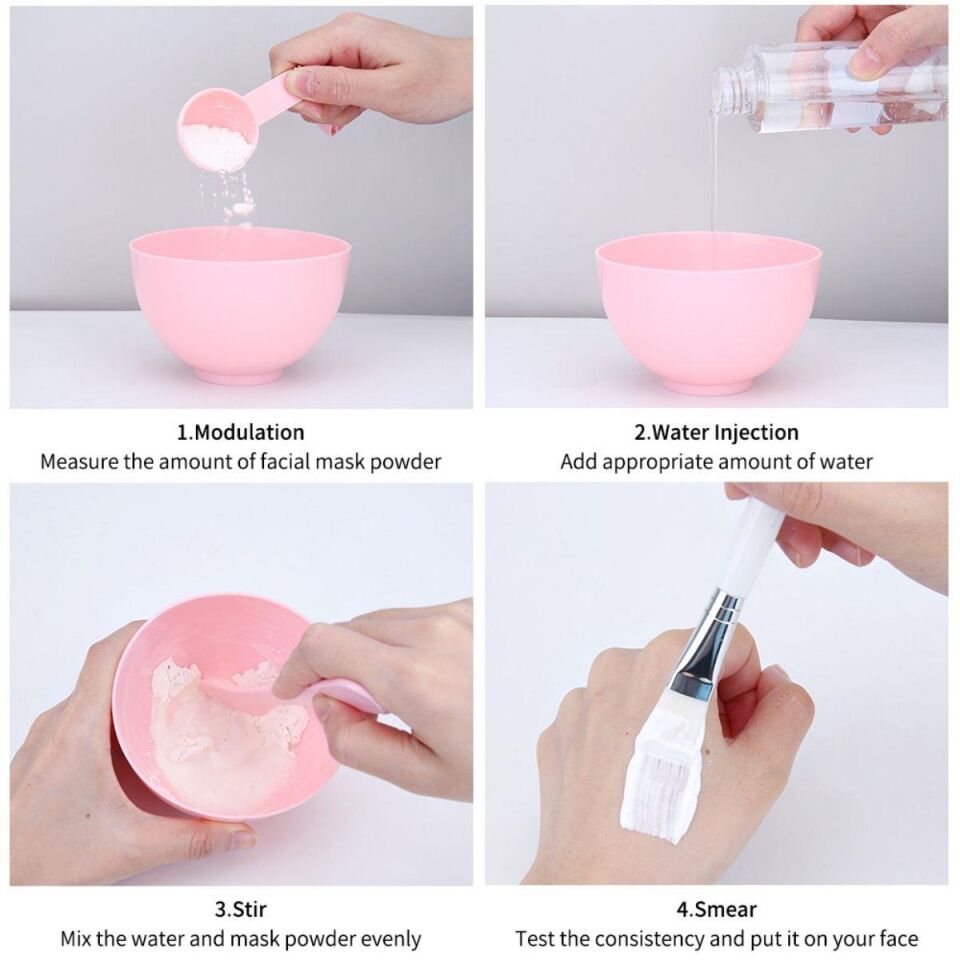 Yüz Maskesi Kendin Yap Karıştırma Aleti Seti Pembe Renk