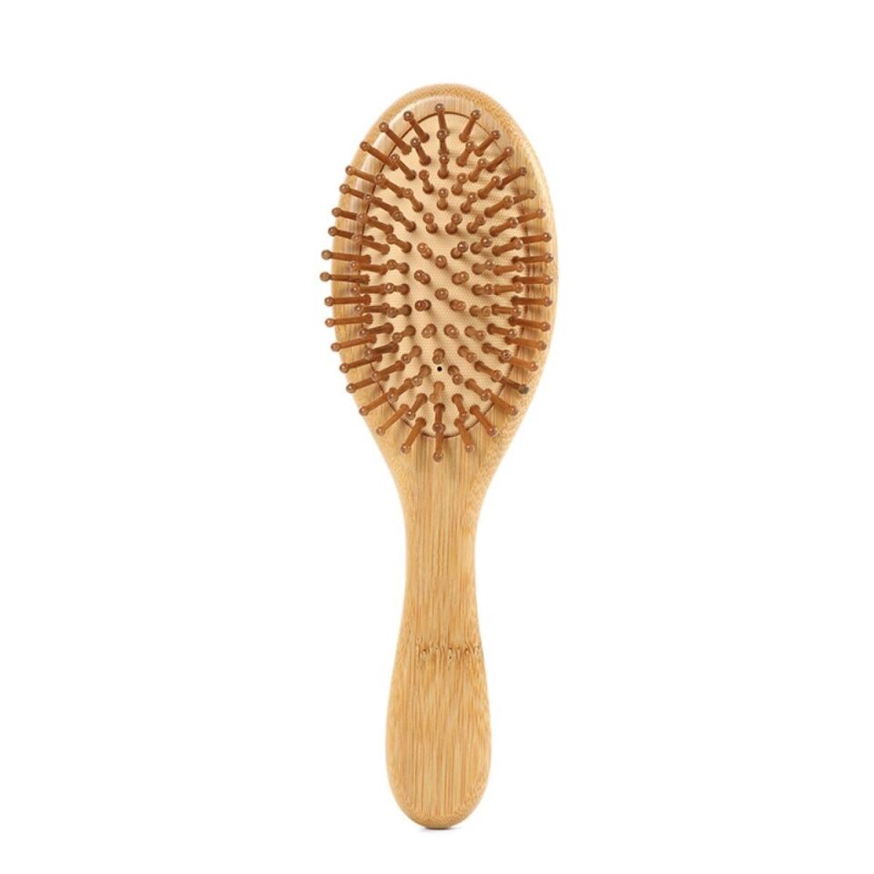 Oval Bambu Dişli Tarak Ahşap Saç Fırçası