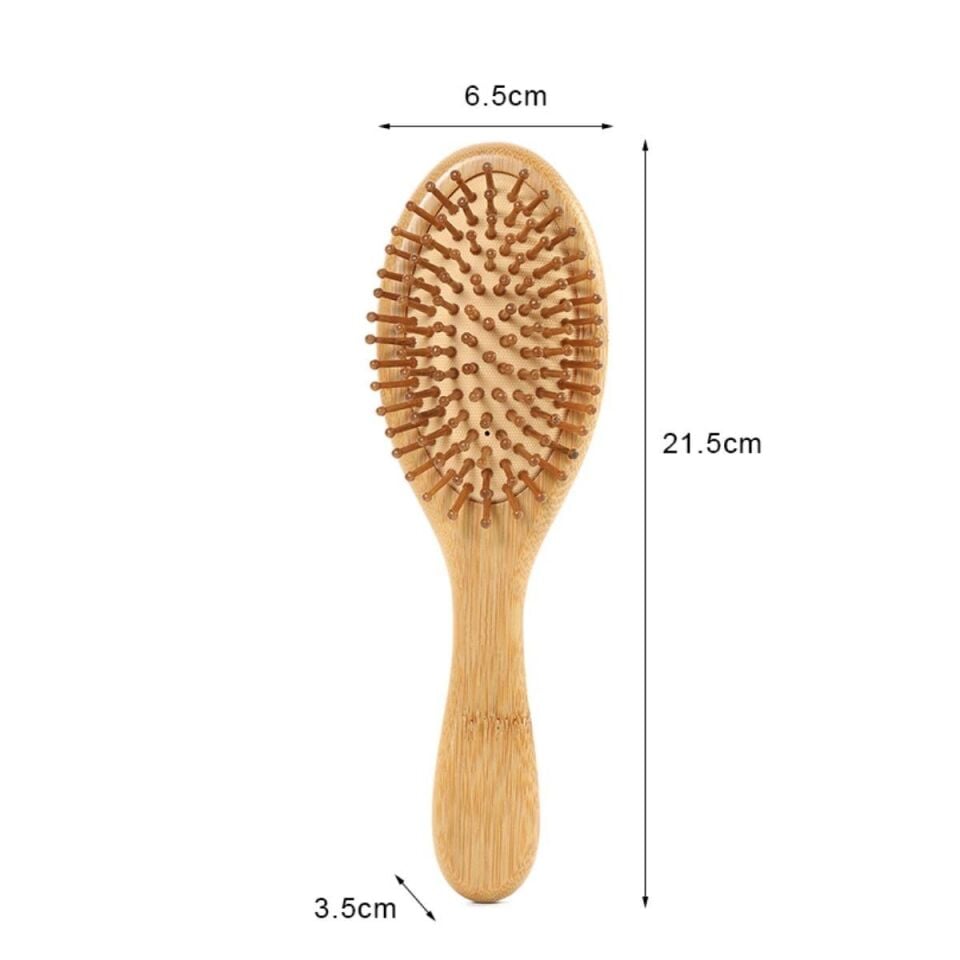 Oval Bambu Dişli Tarak Ahşap Saç Fırçası