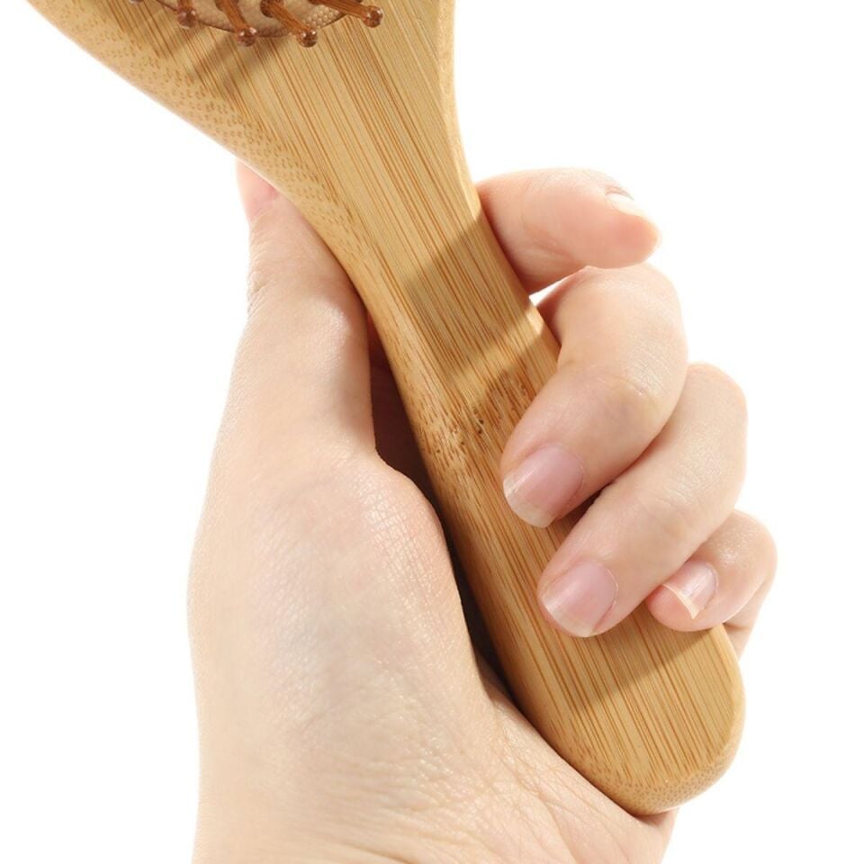 Oval Bambu Dişli Tarak Ahşap Saç Fırçası
