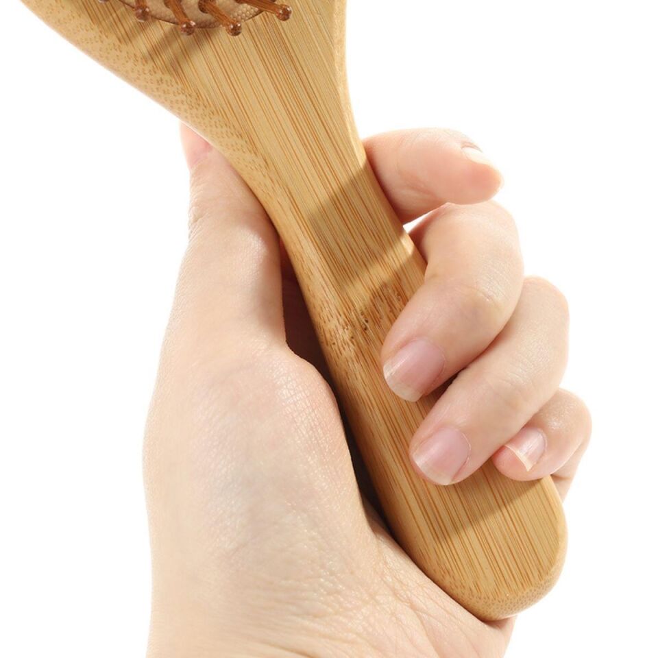 Oval Bambu Dişli Tarak Ahşap Saç Fırçası