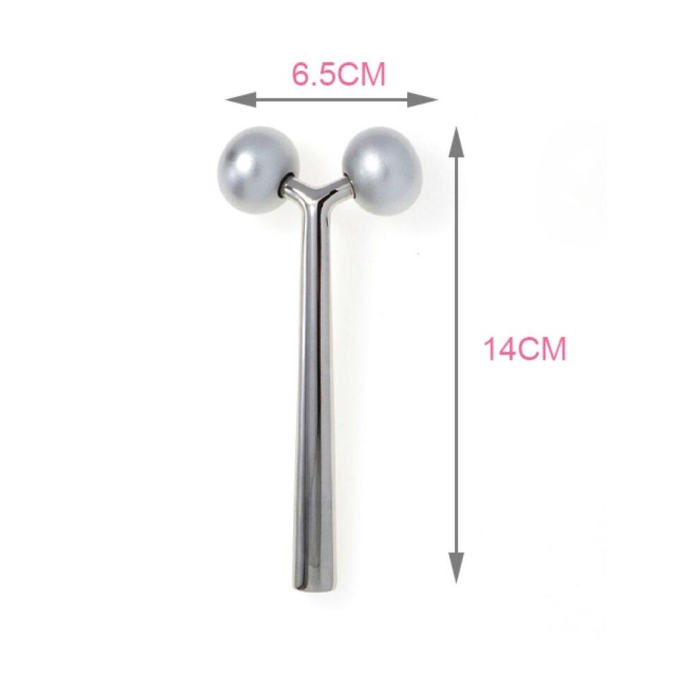 Metal Yüz Masaj Aleti Face Yoga Guasha 3D Roller Graston Aparatı Gri Renk