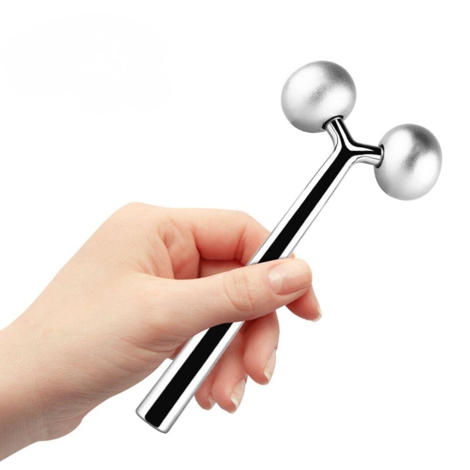 Metal Yüz Masaj Aleti Face Yoga Guasha 3D Roller Graston Aparatı Gri Renk