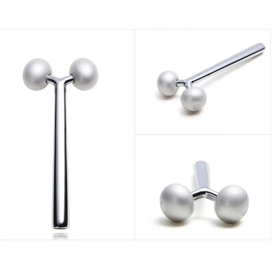 Metal Yüz Masaj Aleti Face Yoga Guasha 3D Roller Graston Aparatı Gri Renk