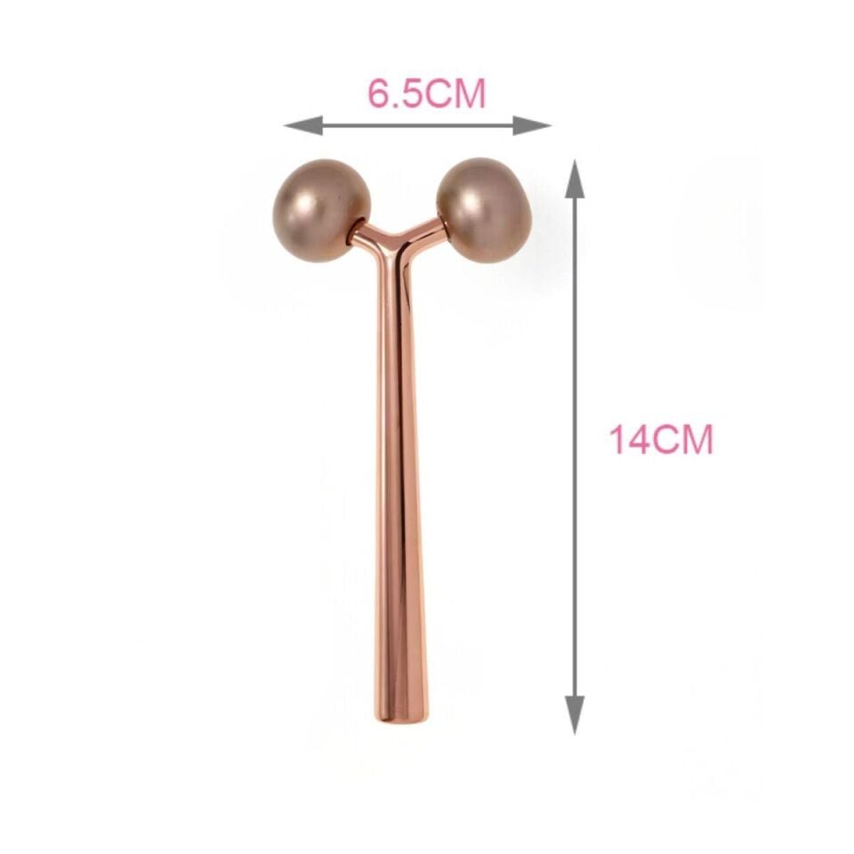 Metal Yüz Masaj Aleti Face Yoga Guasha 3D Roller Graston Aparatı Altın Renk