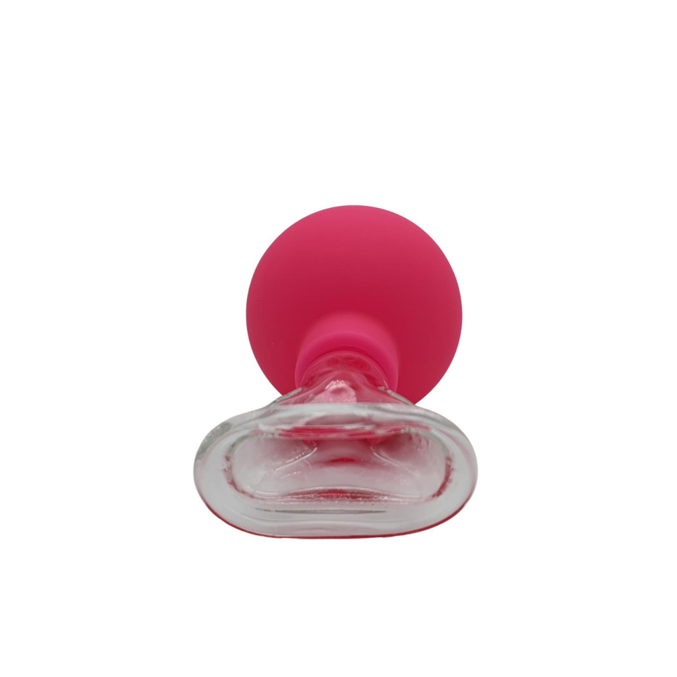 Silikon Vakumlu Yüz Ve Gülümseme Çizgisi İçin Cam Masaj Kupası Gül Pembe Renk