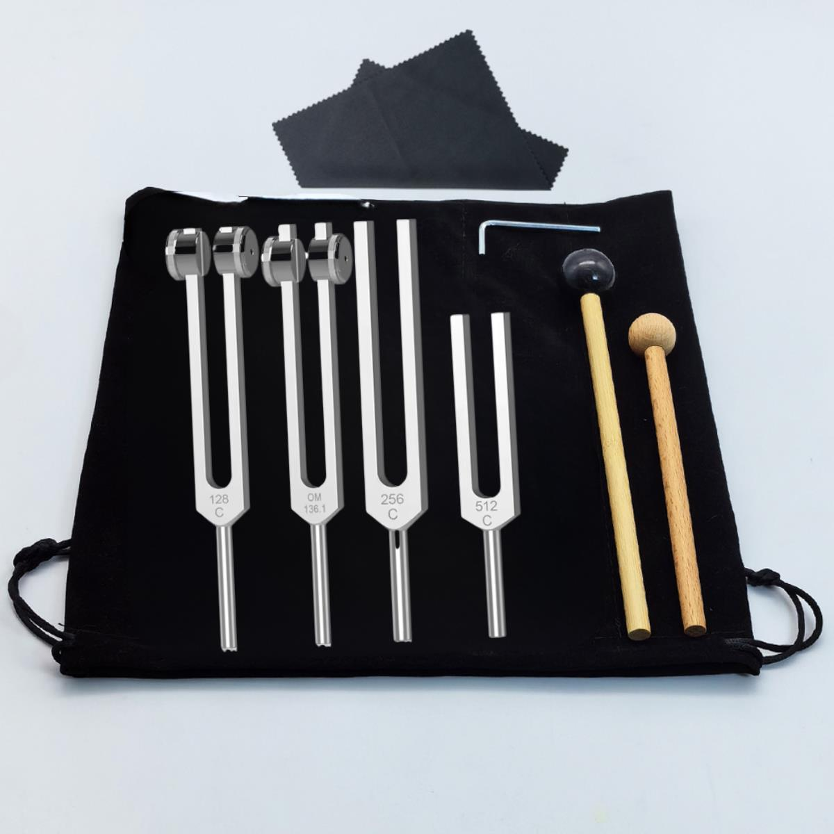 Tuning Fork Diyapozon Seti 4 Parçalı Set 128 Hz, 136.1 Hz 256 Hz, 512 Hz