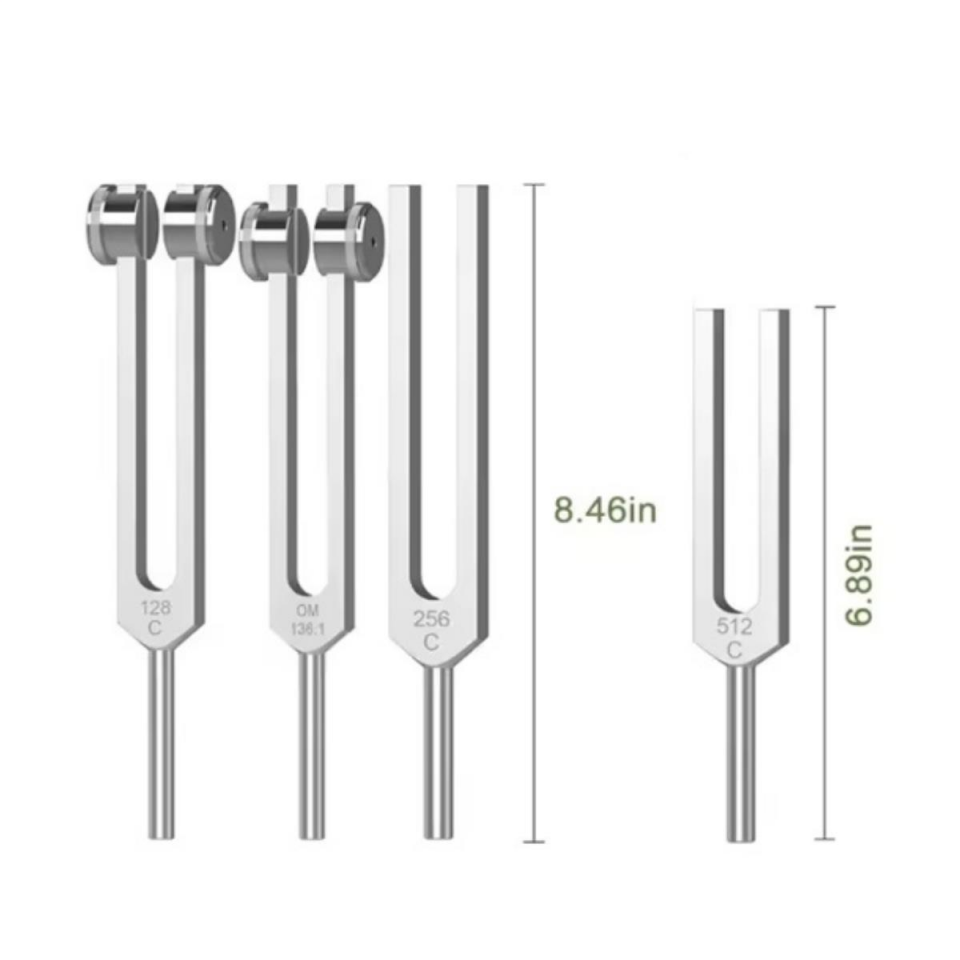 Tuning Fork Diyapozon Seti 4 Parçalı Set 128 Hz, 136.1 Hz 256 Hz, 512 Hz