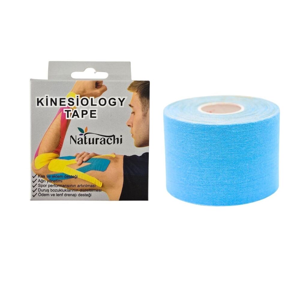 Kinezyobant Sporcu Bandı Kinesio Tape 5 Metre*5cm Mavi Renk