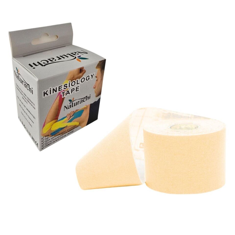 Kinezyobant Sporcu Bandı Kinesio Tape 5 Metre*5cm Bej Renk