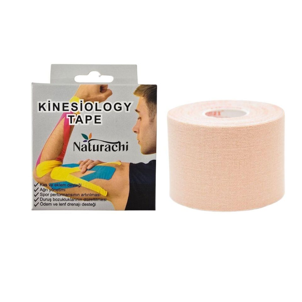 Kinezyobant Sporcu Bandı Kinesio Tape 5 Metre*5cm Bej Renk