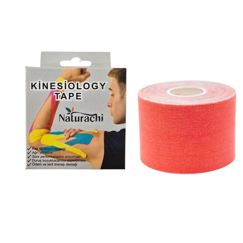 Kinezyobant Sporcu Bandı Kinesio Tape 5 Metre*5cm Kırmızı Renk