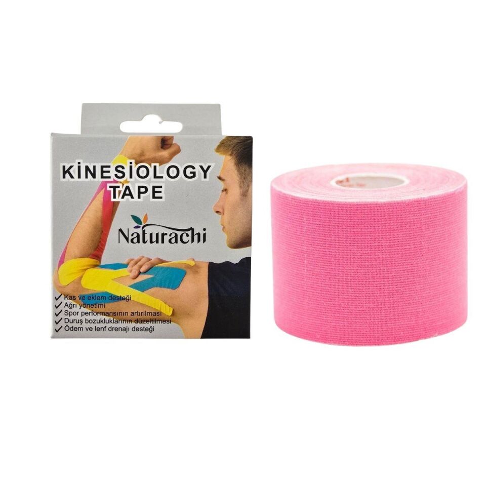 Kinezyobant Sporcu Bandı Kinesio Tape 5 Metre*5cm Pembe Renk