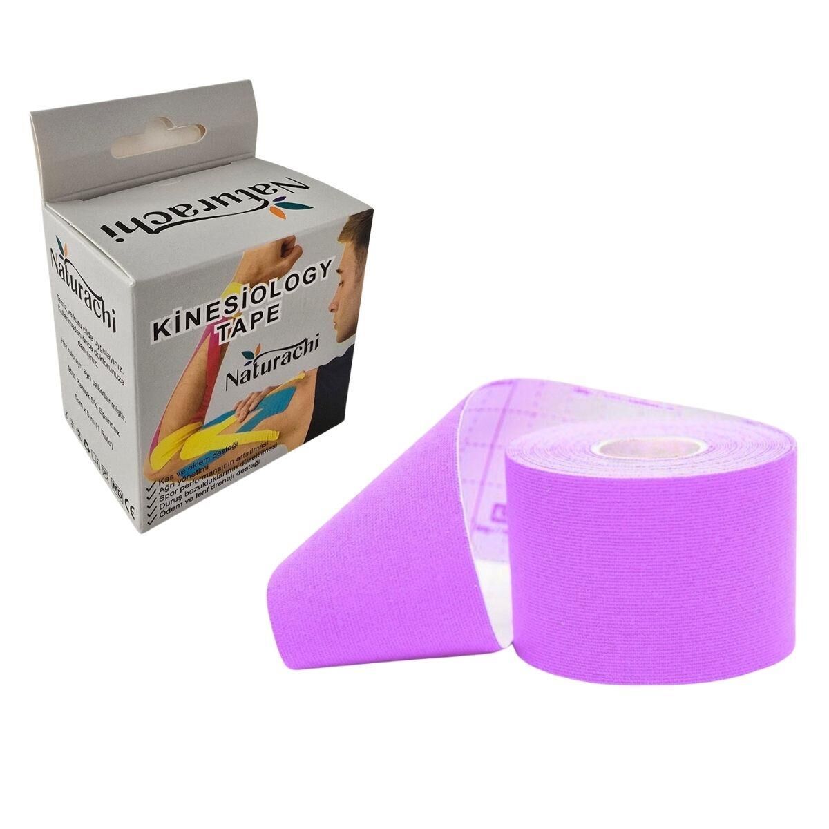 Kinezyobant Sporcu Bandı Kinesio Tape 5 Metre*5cm Mor Renk