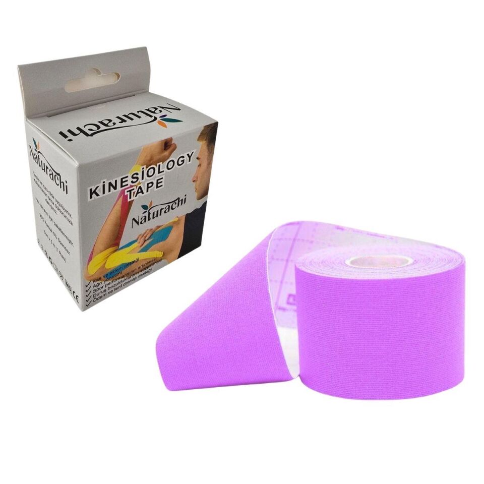 Kinezyobant Sporcu Bandı Kinesio Tape 5 Metre*5cm Mor Renk