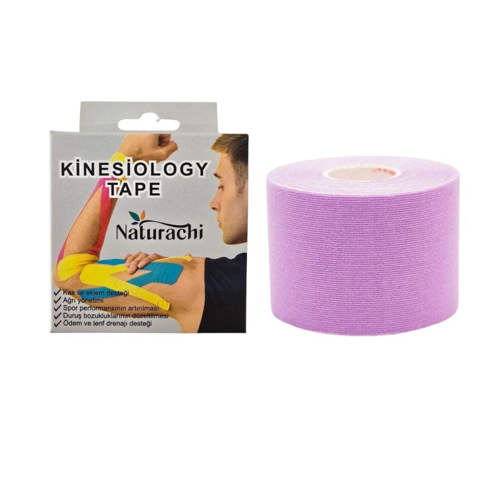 Kinezyobant Sporcu Bandı Kinesio Tape 5 Metre*5cm Mor Renk