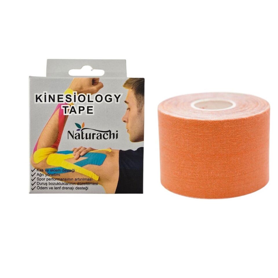 Kinezyobant Sporcu Bandı Kinesio Tape 5 Metre*5cm Turuncu Renk