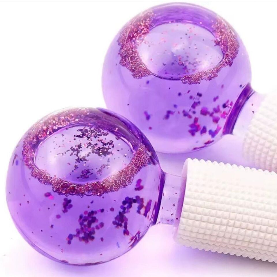 Çiftli Yüz Buz Küresi ve Face Terapi Masaj İce Topu Mor Renk
