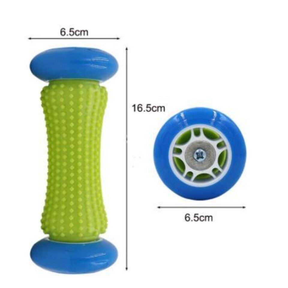 Tekerlekli Dikenli Ayak ve Vücut Egzersiz Ve Masaj Roller Mavi Renk