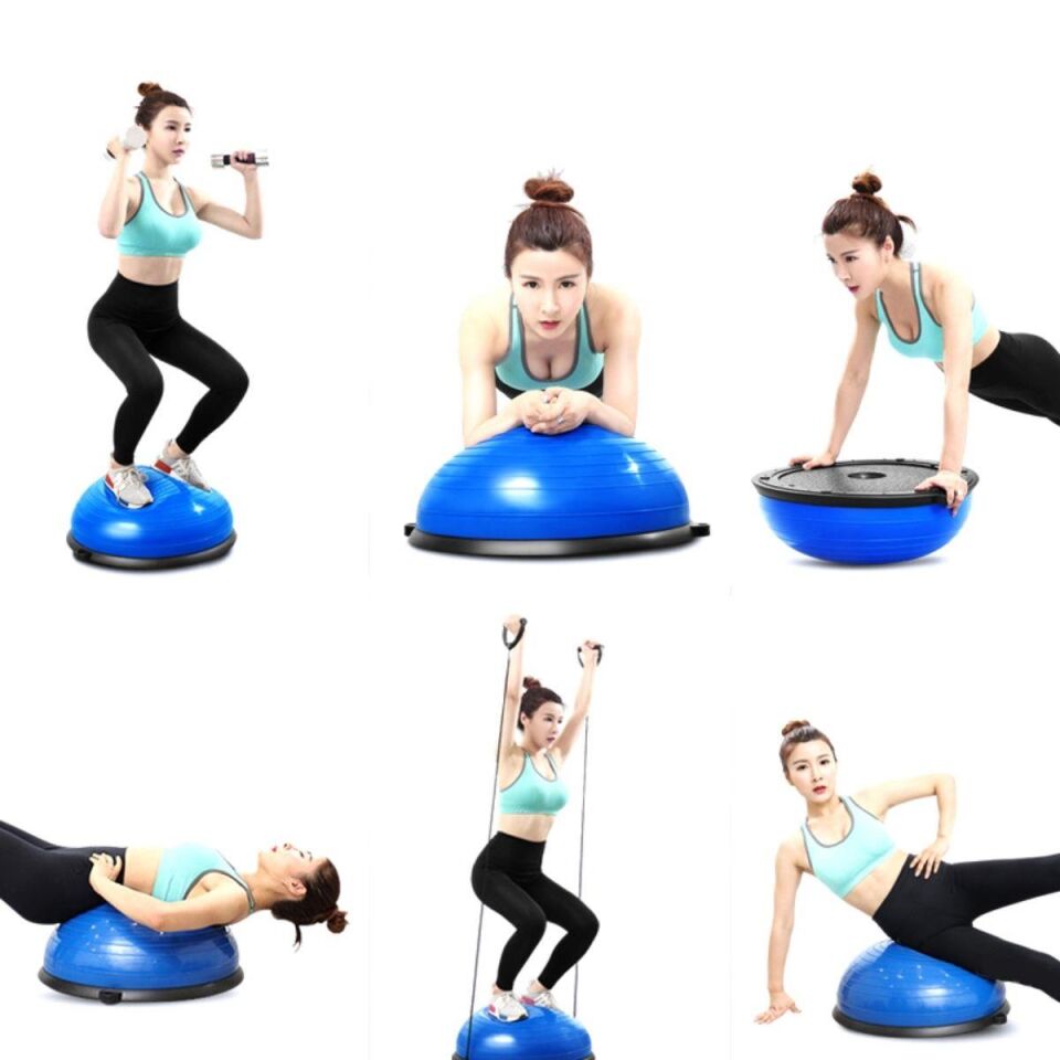 Bosu Ball Denge & Egzersiz Topu Mavi Renk Bosu Topu 58 cm
