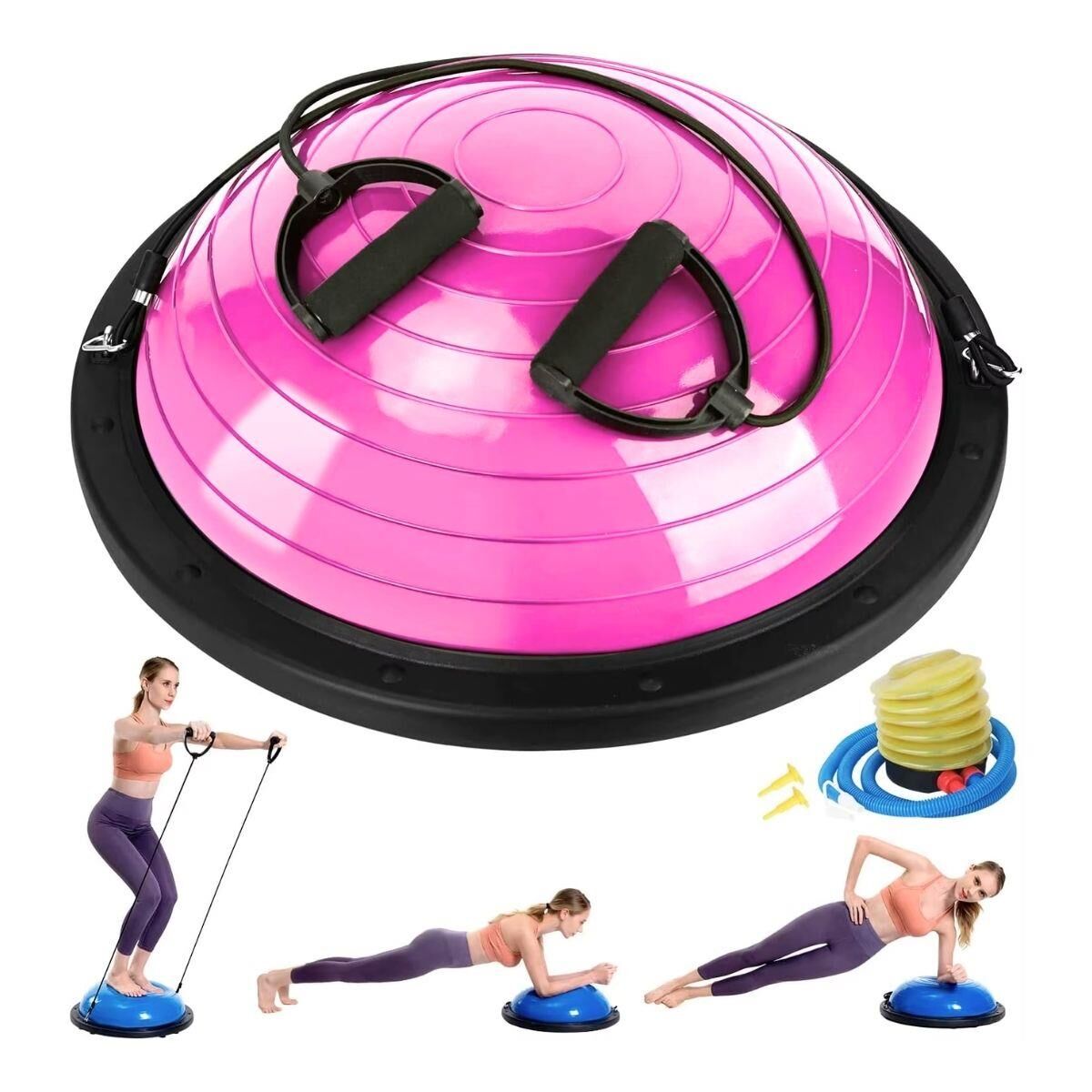 Bosu Ball Denge & Egzersiz Topu Pembe Renk Bosu Topu 58 cm