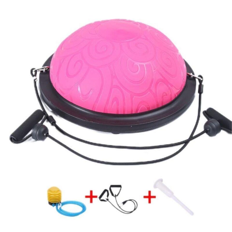 Tırtıklı Trainer Bosu Ball Denge & Egzersiz Topu Pembe Renk Bosu Topu 58 cm