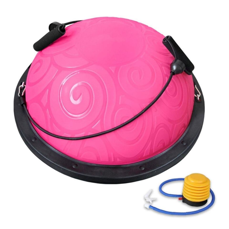 Tırtıklı Trainer Bosu Ball Denge & Egzersiz Topu Pembe Renk Bosu Topu 58 cm