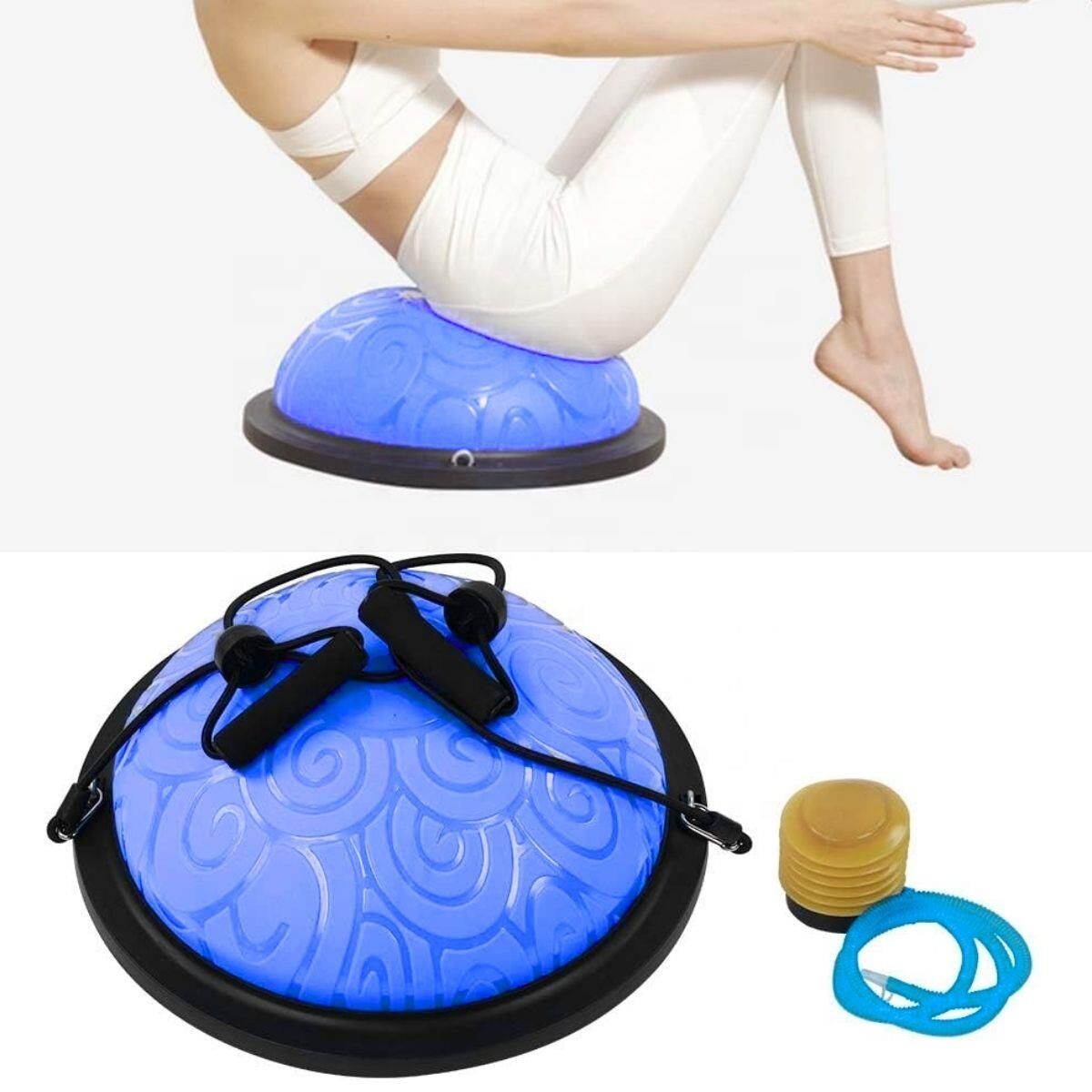 Tırtıklı Trainer Bosu Ball Denge & Egzersiz Topu Mavi Renk Bosu Topu 58 cm