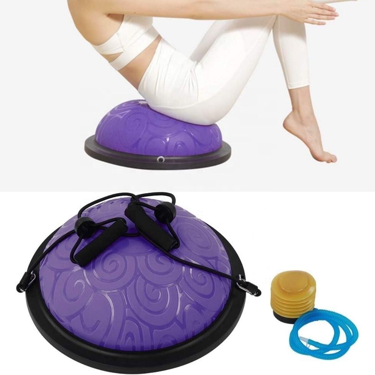 Tırtıklı Trainer Bosu Ball Denge & Egzersiz Topu Mor Renk Bosu Topu 58 cm