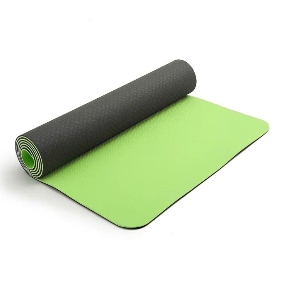 Çift Renk TPE Yoga Matı Pilates Minderi 6 mm Yeşil Renk
