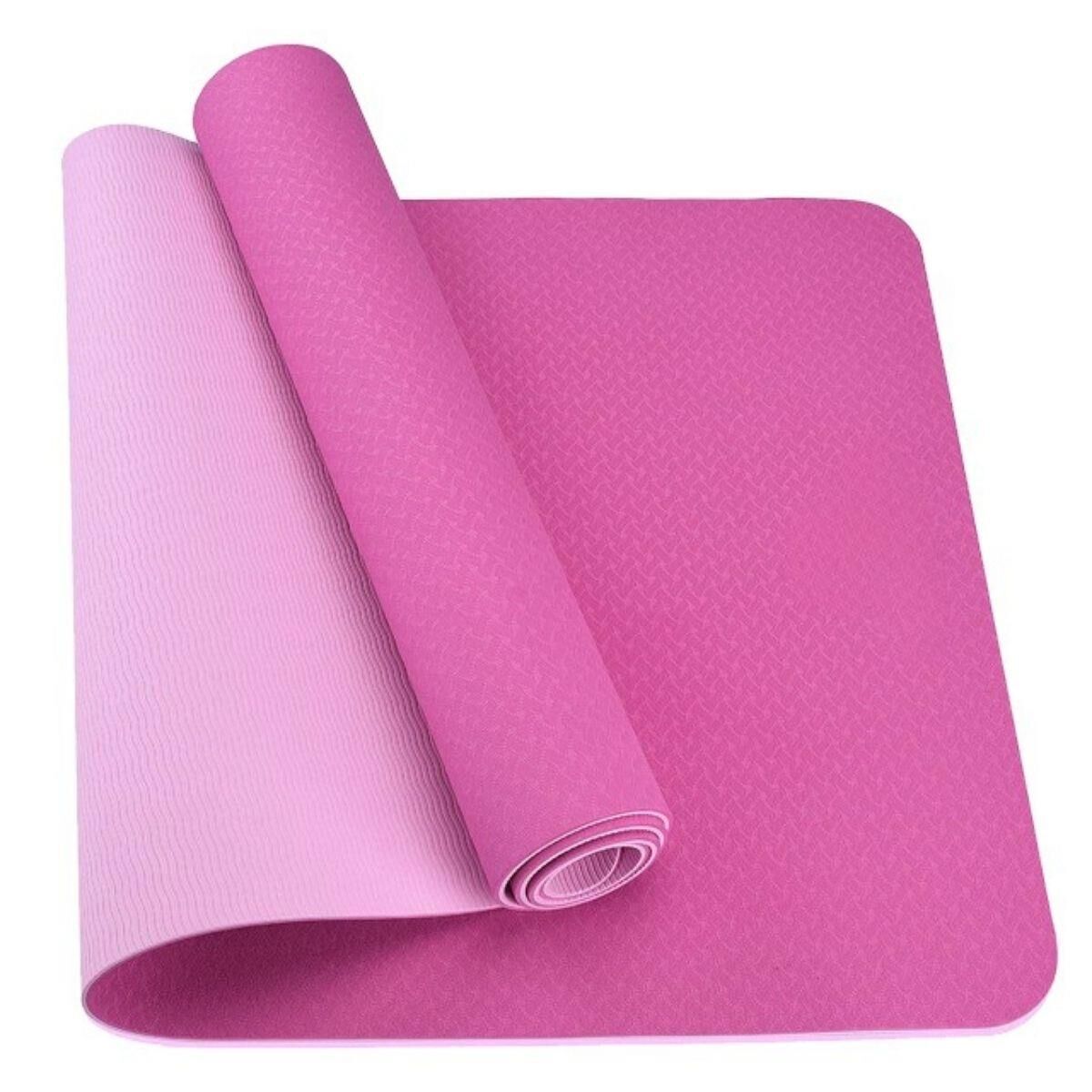 Çift Renk TPE Yoga Matı Pilates Minderi 6 mm Pembe Renk