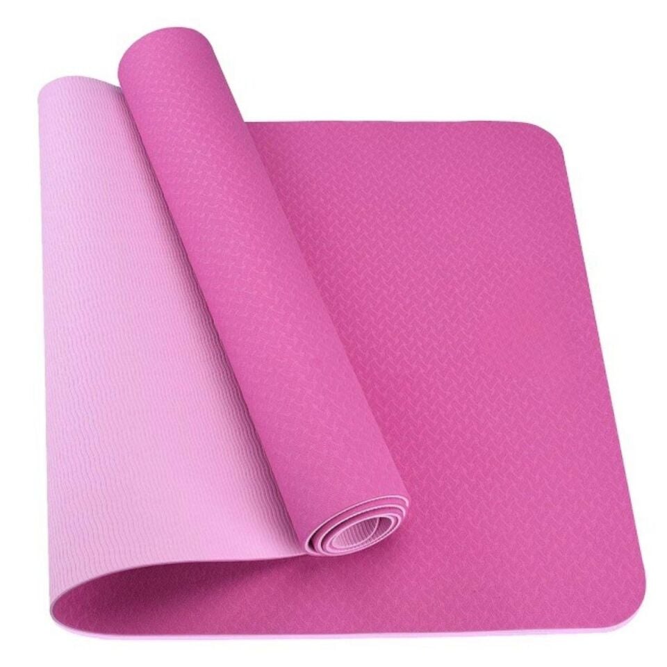 Çift Renk TPE Yoga Matı Pilates Minderi 6 mm Pembe Renk