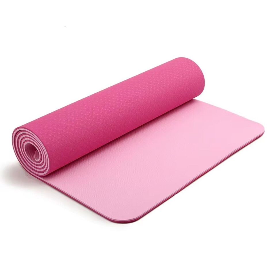 Çift Renk TPE Yoga Matı Pilates Minderi 6 mm Pembe Renk
