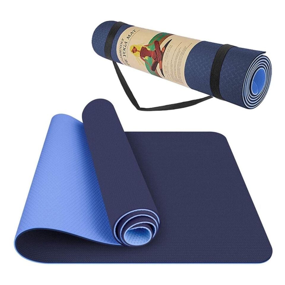 Çift Renk TPE Yoga Matı Pilates Minderi 6 mm Lacivert Renk