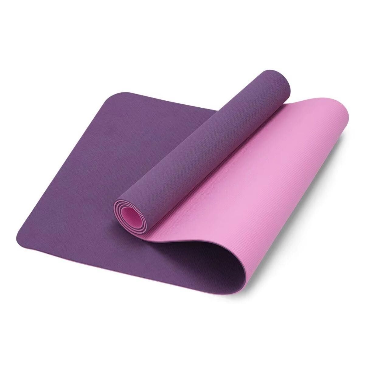 Çift Renk TPE Yoga Matı Pilates Minderi 6 mm Mor Renk