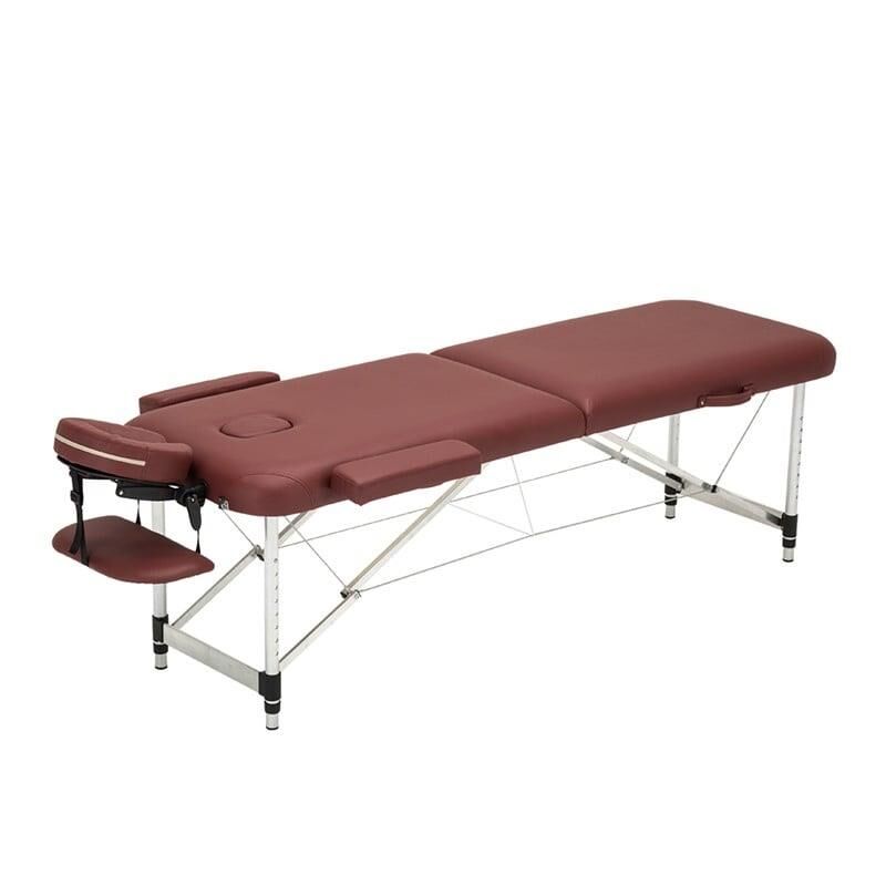 Masaj Yatağı Metal Masaj Sedyesi 2 Parçalı Bordo
