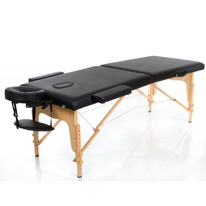 Masaj Yatağı Ahşap Masaj Sedyesi 2 Parçalı Siyah