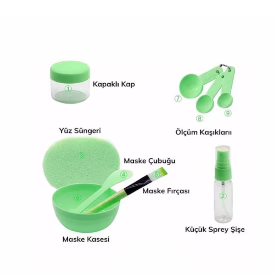 Kendin Yap Yüz Maskesi Karıştırma Aleti Seti Yeşil Renk