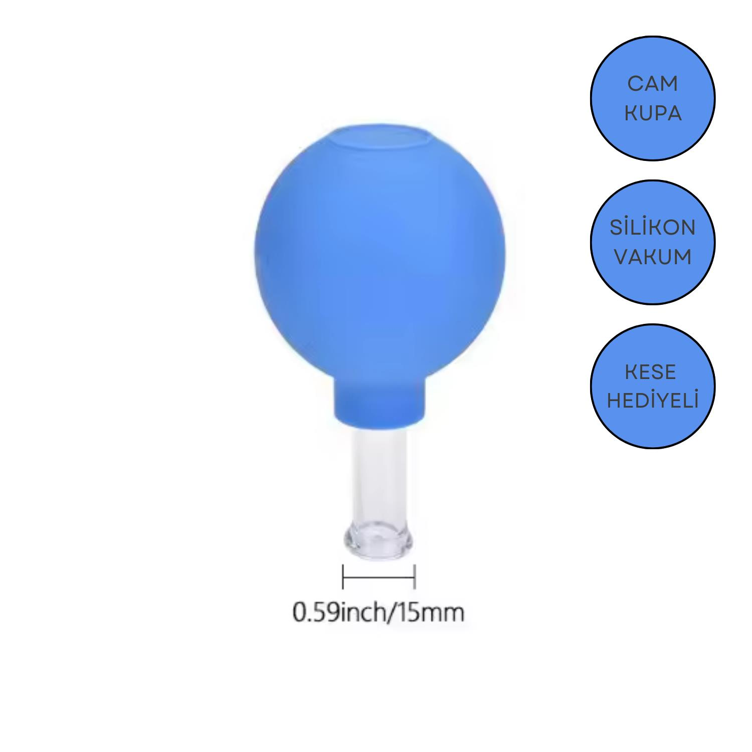 Silikon Vakumlu Göz ve Burun Çevresi Cam Masaj Kupası No:1 Mavi Renk