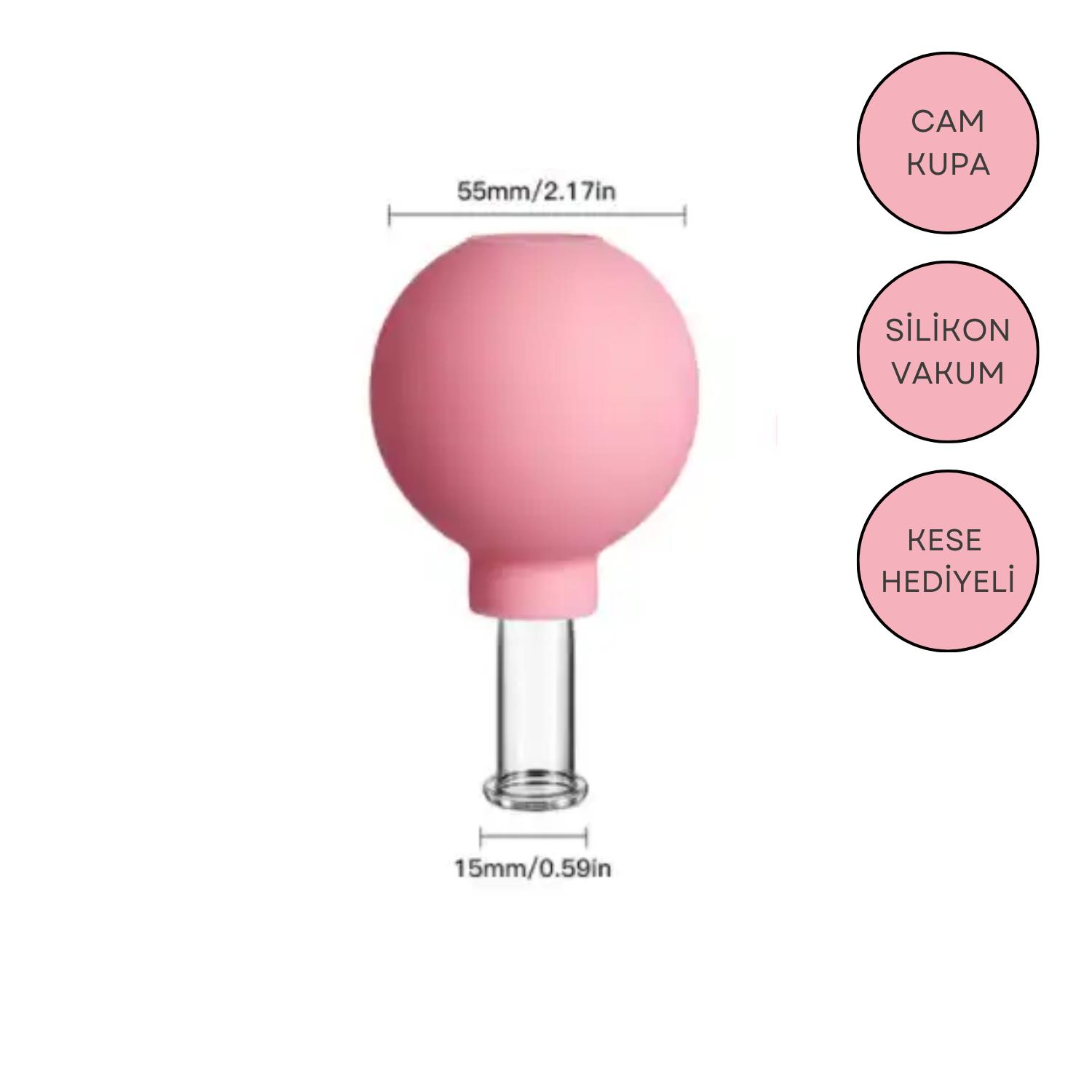 Silikon Vakumlu Göz ve Burun Çevresi Cam Masaj Kupası No:1 Pembe Renk