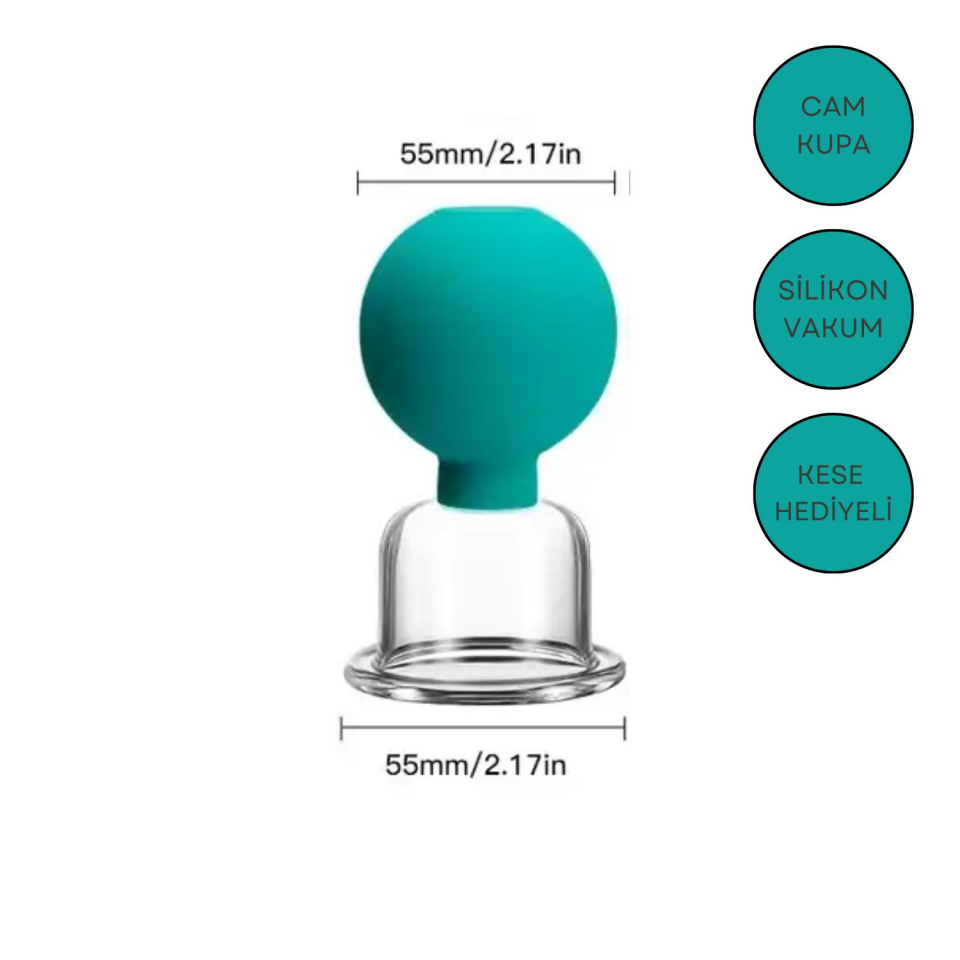 Silikon Vakumlu Boyun Bölgesi Kullanım İçin Cam Masaj Kupası No:4 Yeşil Renk